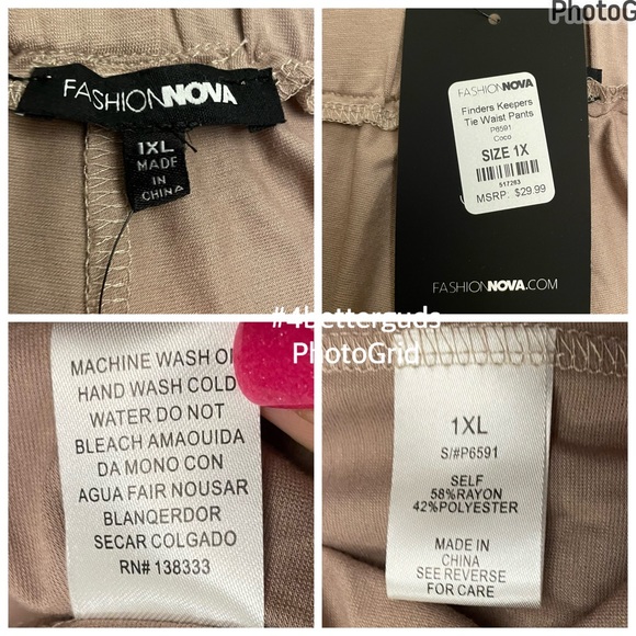 New FashionNova Finders Keepers Tie Waist Cropped Pants Coco Tan Size 1X 14 16 - Picture 6 of 16